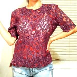 Gorgeous Zara red purple lace top